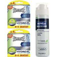 Wilkinson Combi Hydro5 Sensitive 16 + 8 Mesjes + Nivea Sensitive Scheergel 200ml