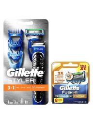 Gillette Combi Fusion ProGlide Styler Systeem + 8 ProGlide Power Mesjes