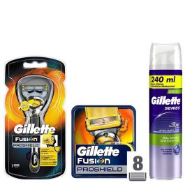 Gillette Combi Fusion ProShield Houder Incl 9 Mesjes + Series Scheergel ...