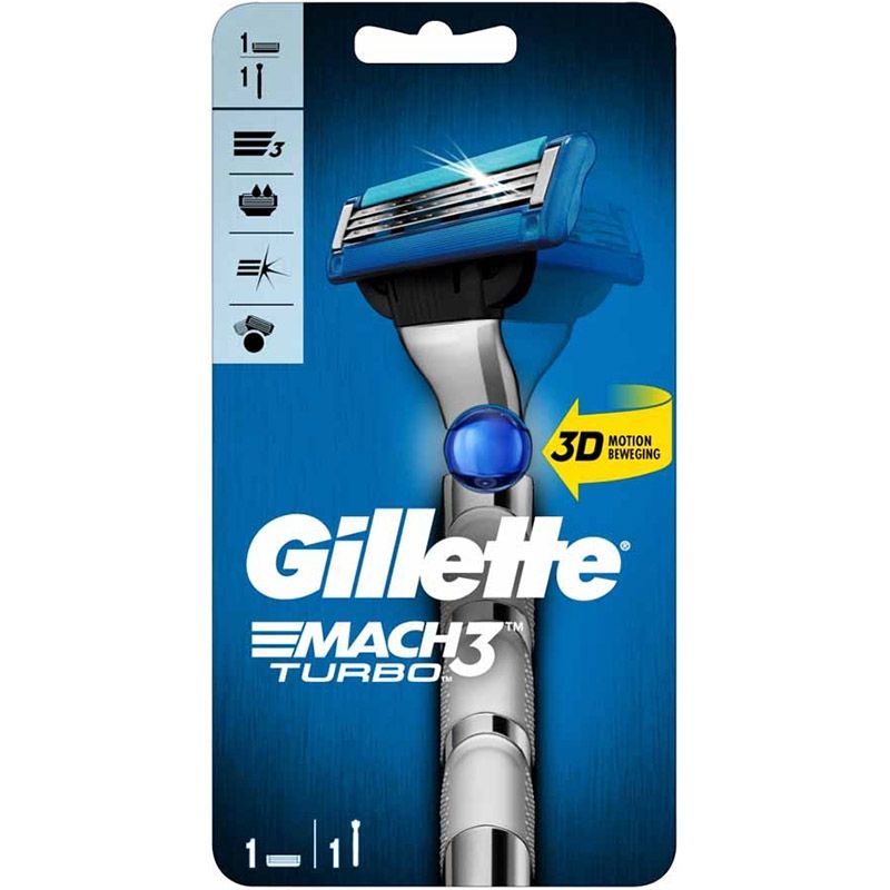 ruw Nauwkeurig Oneerlijkheid Gillette Mach3 Turbo 3D Scheersysteem incl 1 Mesje | ShaveSavings.com  ShaveSavings.com
