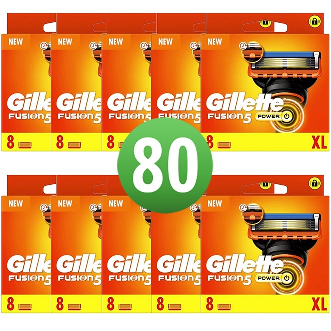 Gillette Fusion Power Scheermesjes 80 Stuks Hele Doos (10x8)